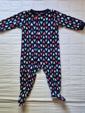 Carter's Navy Fleece Heart Print Footed One-Piece